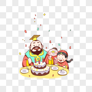 新年吃蛋糕的猪和孩子图片