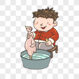 杀鸡的男孩图片素材