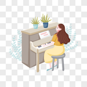 弹钢琴的美女高清图片
