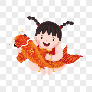 抱着锦鲤女孩图片