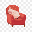 沙发上睡觉的猪图片