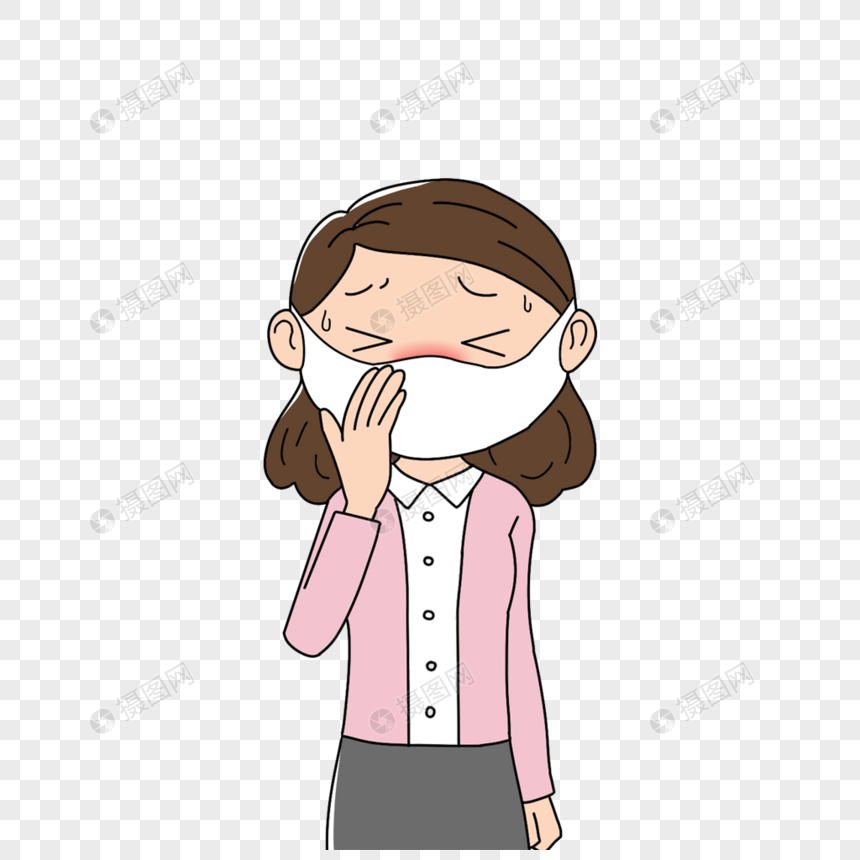 戴着口罩咳嗽的女人图片