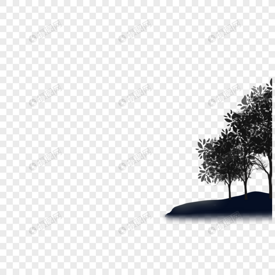 大树剪影图片