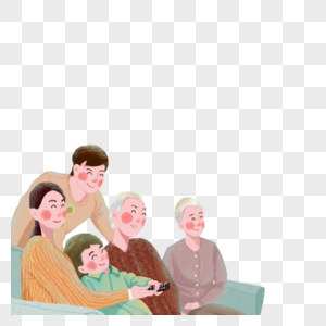 坐着的一家人图片