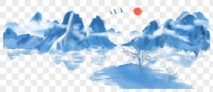 山景画手绘山景画高清图片