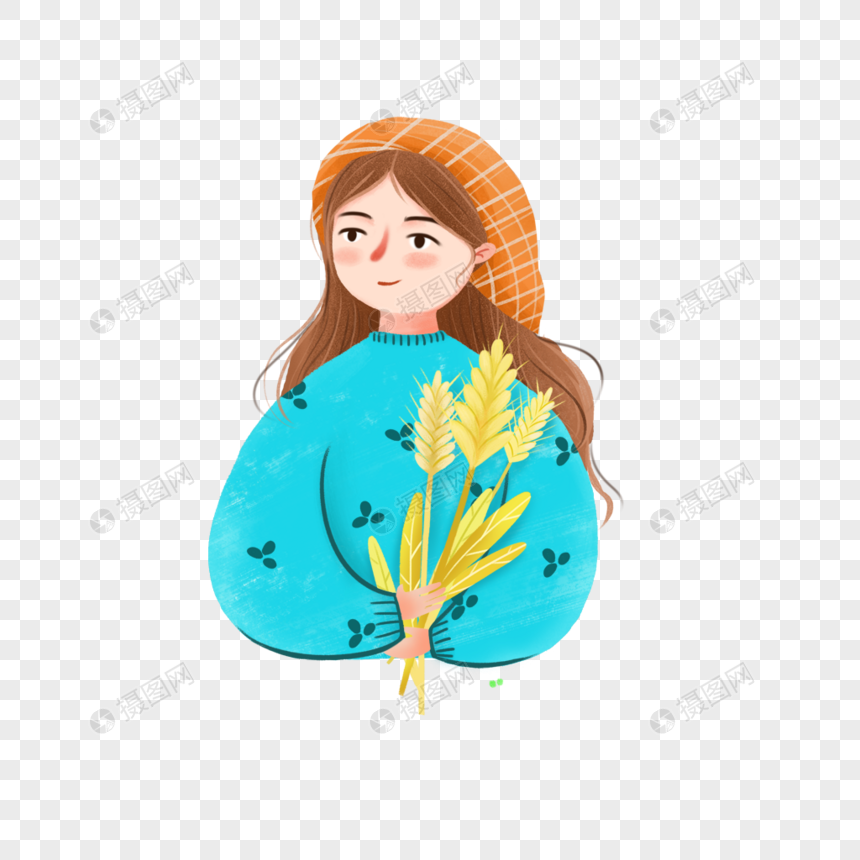 抱着麦子的女孩