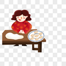包饺子的女人图片