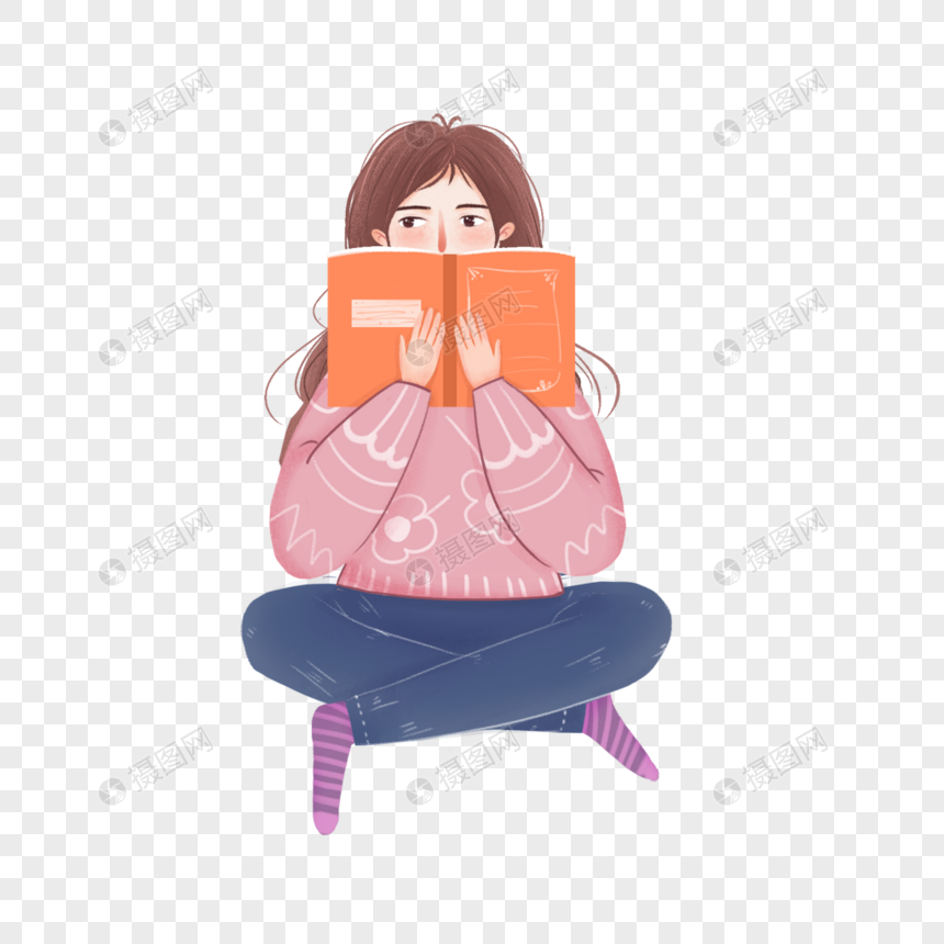 坐着抱着书的女孩图片