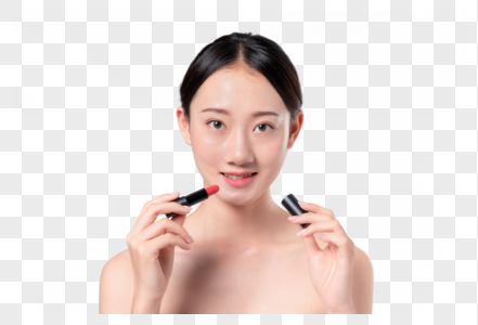 美女涂口红图片