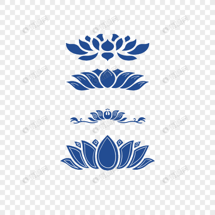 青花瓷花纹元素素材下载 正版素材 摄图网