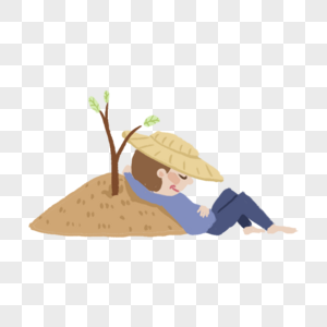 躺在树下休息的男人图片