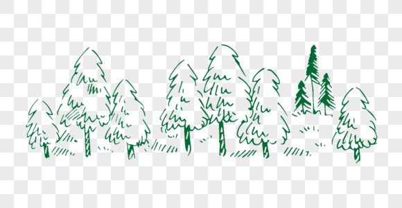简笔画绿色树林图片