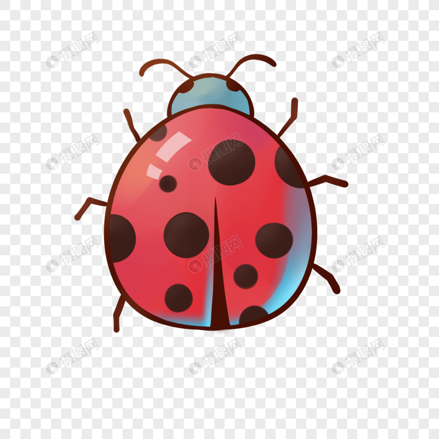 小动物卡通手绘风七星瓢虫红皮元素素材下载-正版素材401005424-摄图网