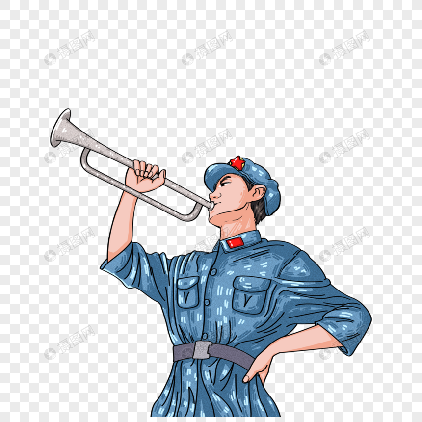 吹号角的军人