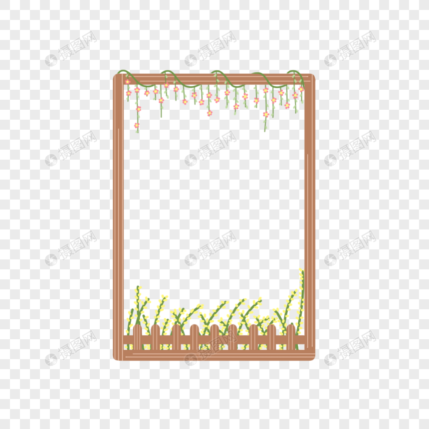清新简约植树节植物花卉边框免扣元素图片