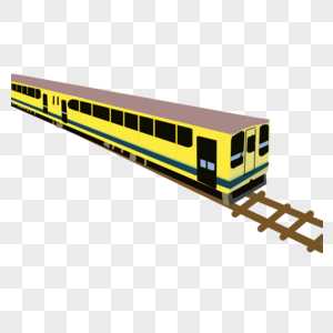 黄色火车手绘电车高清图片