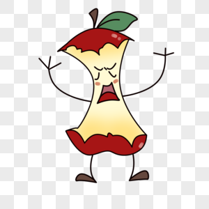 卡通手绘风啃苹果图片素材