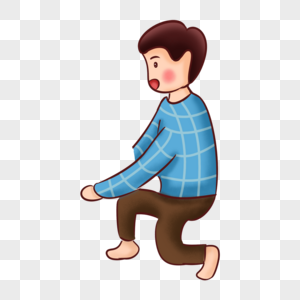 蹲着男孩图片