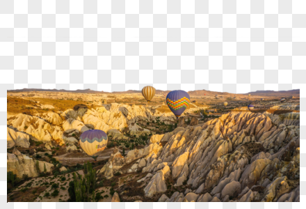 热气球山体热气球山体元素高清图片