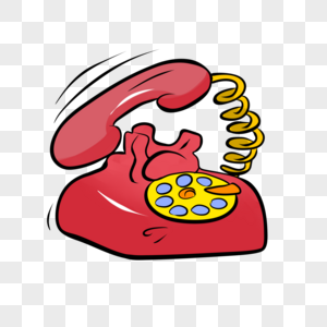 电话类卡通手绘风红色电话图片