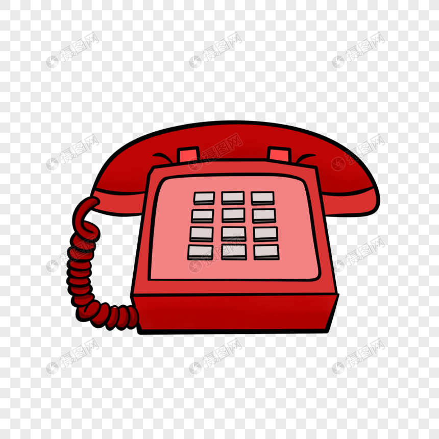 电话类卡通手绘风红色电话元素素材下载-正版素材401009848-摄图网