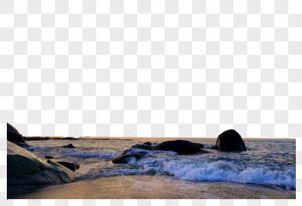 沙滩免扣礁石高清图片