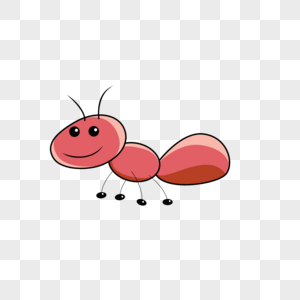 动物类卡通手绘风红色蚂蚁图片