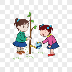 植树节种树的女孩高清图片