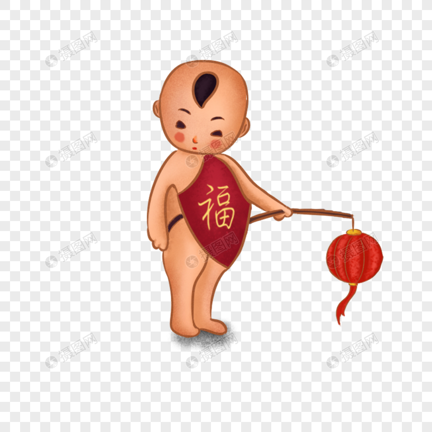 打着灯笼的男孩