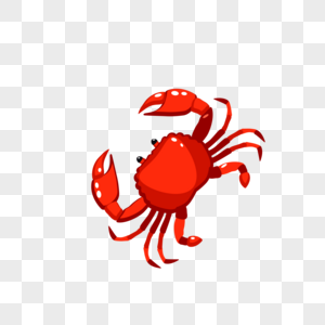 大红螃蟹卡通螃蟹素材高清图片
