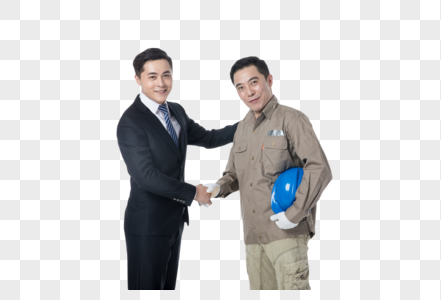 工人握手合作图片