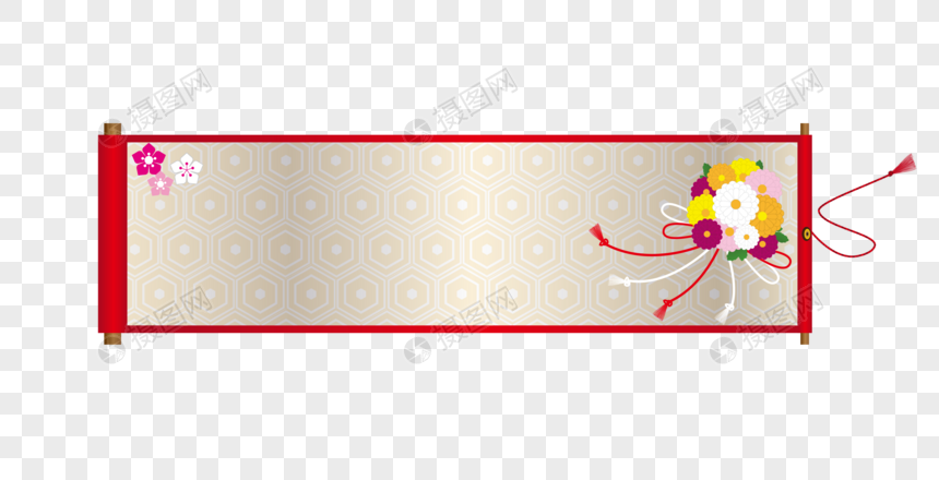 红色花纹卷轴图片