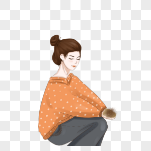 蹲着的小孩图片