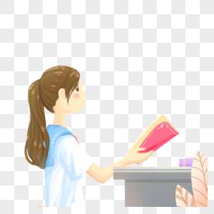拿这笤帚女孩拿着书的女孩素材