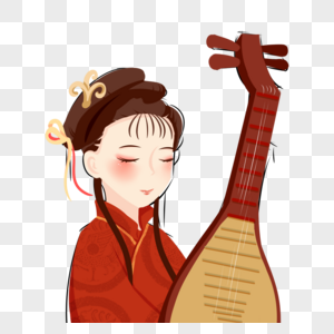 女孩跪着图片抱着琵琶的女孩素材