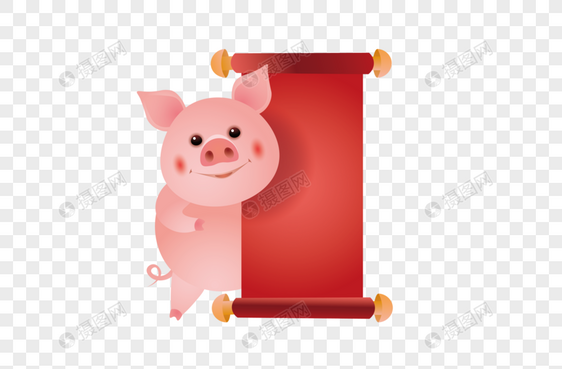 小猪卷轴图片