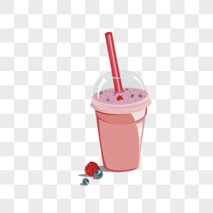 草莓奶茶草莓水彩高清图片