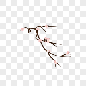 桃花枝卡通植物桃插图高清图片