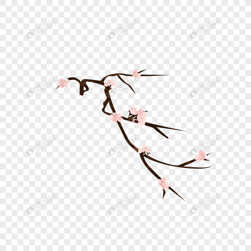 桃花枝元素素材下载 正版素材 摄图网