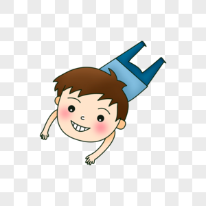 卡通趴着的男生趴着的男孩素材