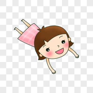 手绘趴着趴着的女孩素材
