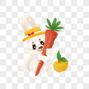 抱着胡萝卜的兔子图片