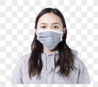 挎包模特戴口罩的女孩素材