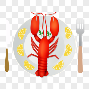 扁平美食大龙虾高清图片
