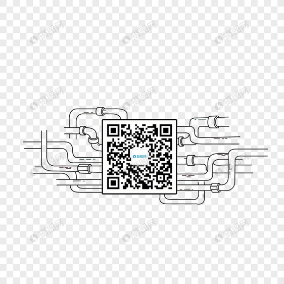 手绘线稿工业水管二维码背景素材图片