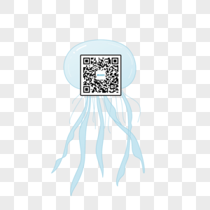 手绘水母二维码背景素材图片
