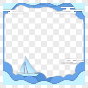 帆船剪纸边框图片