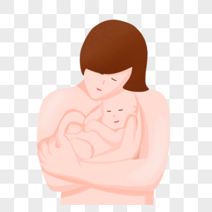 手绘母亲怀抱婴儿正面人物形象图片