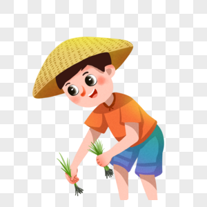 种地的儿童图片