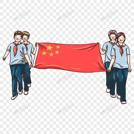 升国旗的学生图片